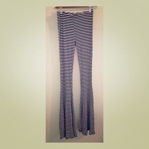 New! Black/white striped flare bell pants